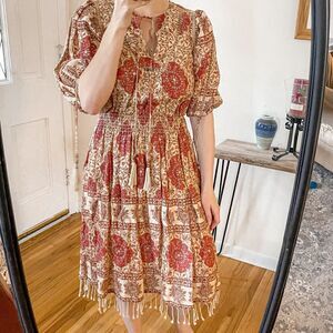 Zimmermann Tulsi Border Linen Midi Dress Jour-Echelle